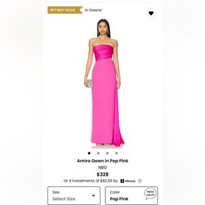 NBD Strapless hot pink gown